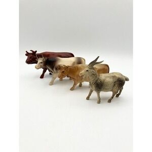 Vintage 1930s Celluloid Farm Animals 3 Cows, 1 Goat Collectible‎